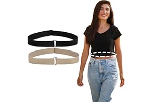 Dielianyi Crop Band for T-Shirts,Tuck Band, Sweater Tuck Band belts (Black+Khaki)