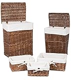 BIRDROCK HOME Woven Willow Baskets with Liner for