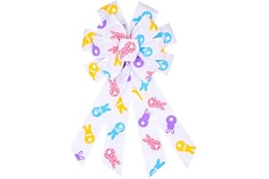 ESTIVAUX Large Easter Wreath Bows for Front Door Decorations, White Bows Easter Bunny Bow Holiday Burlap Bows for Wreath Wall Indoor Outdoor Easter Decorations