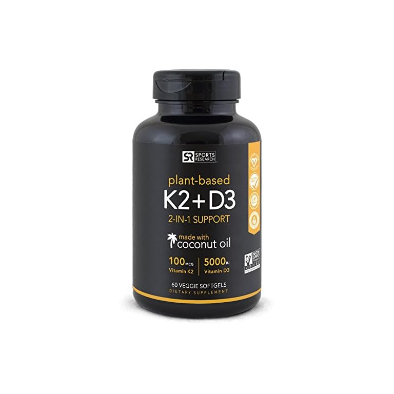 Vitamin K2 + D3 with Organic Coconut Oil for Better Absorption 2in1 Support for Your Heart