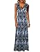 Cacuu Women's Chevron V Neck Sleeveless Empire Waist Striped Maxi Dress