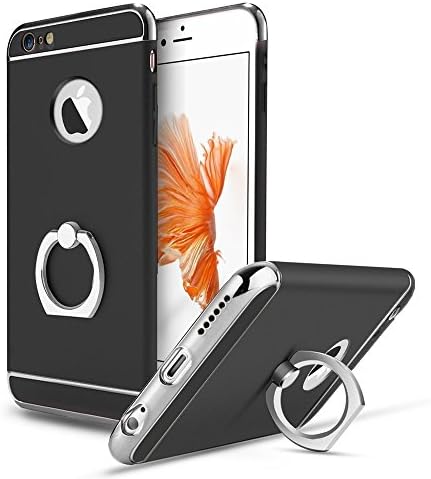 iPhone 7 Plus Case,Inspirationc Ultra-thin 3 in 1 Plastic Hard Skin 360 Degree Rotating Ring Kickstand for Apple iPhone 7 Plus 5.5 Inch--Black