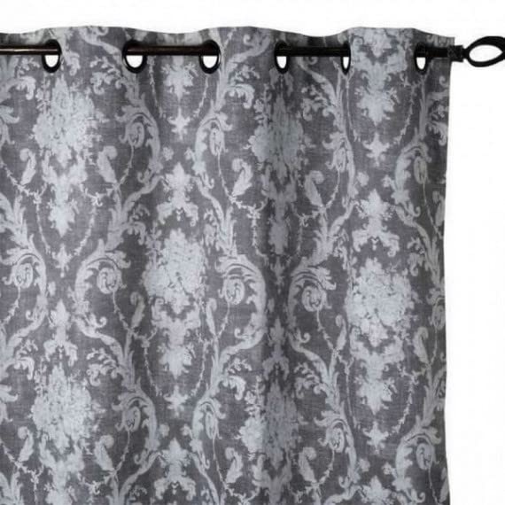 Linder 3117386 Fireproof Print Polyester Eyelet Curtain 145 x 260 x 40 cm Grey