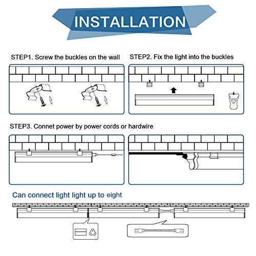 (Pack Of 8) DIKAIDA T5 Led Integrated Single Fixture, 4FT, 2000lm, 6500K(Super Bright White), 20W, Led Shop Lights with built-in On/Off Switch for Garage, Storage Area, Basement, Under Cabinet, Office - Thumbnail 4