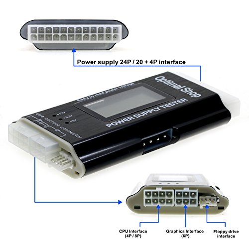 Optimal Shop 20/24 4/6/8 PIN 1.8" LCD Computer PC Power Supply Tester for SATA,IDE,HDD,ATX,ITX,BYI Connectors