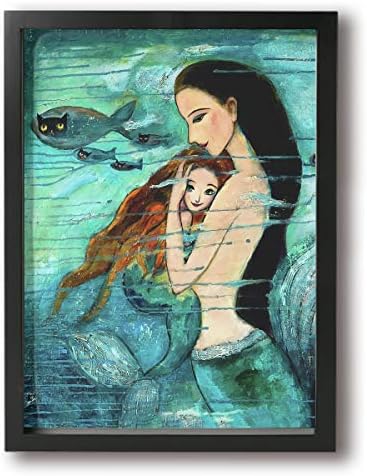 Fine Print Artwork Canvas Wall Art Mermaid Pattern Framed Oil Paintings Pictures Or Modern Home Decor Stretched and Framed Ready to Hang