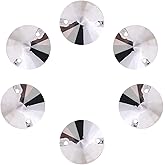 SWTHONY 16mm Clear Round Sew On Rhinestones for Crafting, 32pcs Crystal Glass Gems Silver Plated Flatback Jewels with 2 Holes for Crafts Clothes Fabric