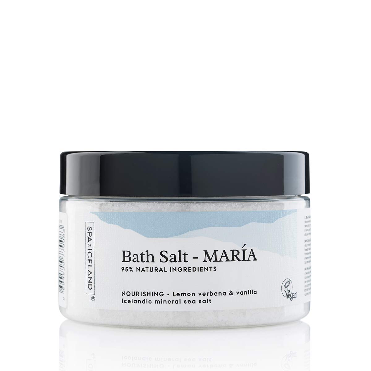 SPA of ICELAND Bath Salt MARÍA Nourishing | Icelandic Mineral Sea Salt bath salt | Restoring bath soak | Detoxifies and moisturizes skin | Verbena Lemon, Ylang Ylang, Vanilla scents | 10 oz | 300 ml
