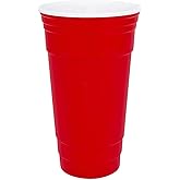 G.E.T. SC-32-R BPA-Free Reusable Plastic Red Party Cup Tumbler Only, 32 Ounce, Red (Set of 12)