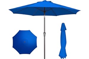 PATIO KINGDOM PatioKingdom 9FT Patio Umbrella Outdoor Market Umbrella with Push Button Tilt and Crank, Table Umbrella 8 Sturdy Fiberglass Ribs UV Protection Waterproof for Garden, Pool, Deck, Yard