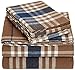 Amazon Basics Yarn-Dyed Lightweight Flannel Sheet Set - Full, Brown Plaid