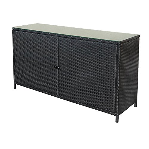 Wicker Rattan Buffet Serving Cabinet Table Towel Dining Dish China Storage Counter Outdoor 59x18x33
