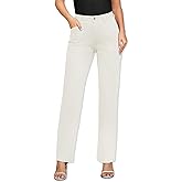 Rasutina Women Stretchy Chino Pants High Waisted Cargo Pants Women's Casual Straight Leg Pants Fall Cotton Trousers