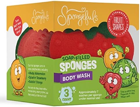 Fruit Shape Soap Bath Sponges Watermelon Strawberry Orange Shapes Tear Free Hypoallergenic Spongefuls