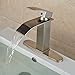 Zovajonia Brushed Nickel Bathroom Basin Fauce Hot Cold Water Waterfall Washroom Mixer Tap with10 inch Cover Plate 1 or 3 Holes Deck Mounted