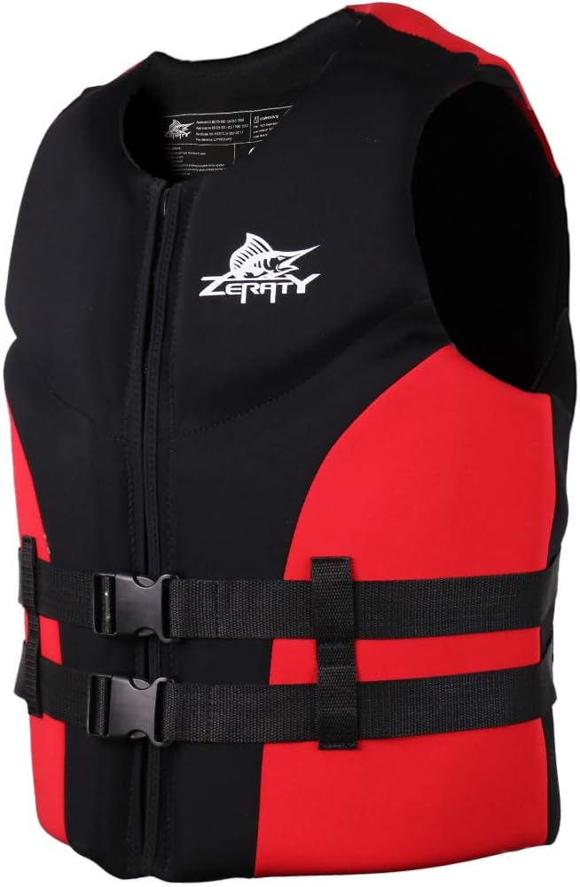 Adult Swim Vest Men Float Jacket - Men Women Swimming Neoprene Jacket Collision Protection Best for Beach Surfing Red