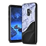 Galaxy S9 Case Marble 3D Textured Wave Design EMORCO Dual Layer Heavy Duty Soft Silicone TPU & Hard Back Cover Protective Shock Proof Anti-Scratch Case for Samsung Galaxy S9 White Marble Pattern