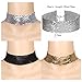 Tpocean 3 Pcs Women's Gold and Black Thick Rhinestone Metal Sequins Choker Necklace Set for women