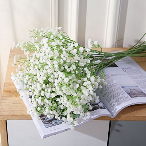 image for JUSTOYOU 5PCS Artificial Babys Breath Flower Fake PU Silica Gypsophila