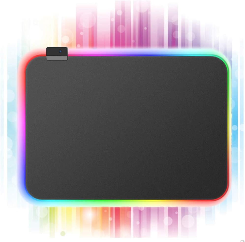 RGB Gaming Mouse Pad Soft Non-Slip Rubber Base Mouse Mat with 14 Lighting Modes,Soft Computer Keyboard Mouse Pad for MacBook, PC, Laptop, Desk(13.8 X 9.8 X 0.16 inches, Black)