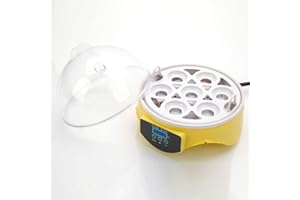 VOLOWOO Eggs Incubator,7-Egg Mini Practical Poultry Electric Incubator for Hatching Chicken Quail Ducks Goose Birds Farm Poultry Incubator,(US Standard) Yellow & Transparent