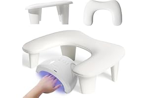 MoyRetty Arm Rest for Nails Tech, Ultimate Comfort in Manicure, Luxurious White U-shaped Manicure Hand Stand - Premium Leather, Easy Assembly