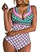 OGNEE Women One Piece Swimsuit Deep V-Neckline with Cross-back Swimwear Multicoloured