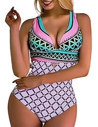 ognee dama de una pieza traje de baño de profundidad V Espalda Cruzada Bañador