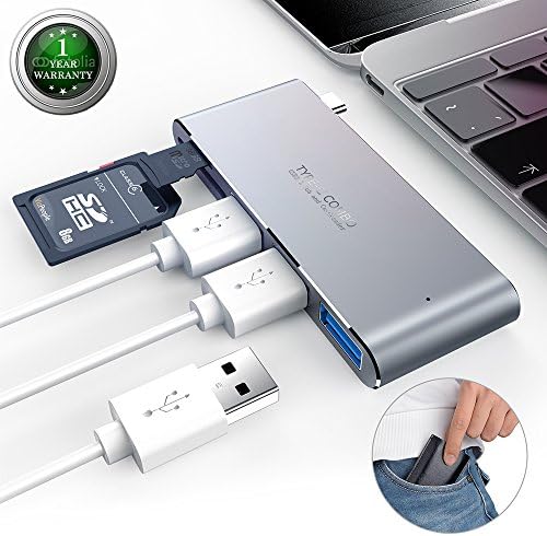 AOPETIO USB C Hub, Type C Adapter to SD/TF Card Reader and 3 USB 3.0 Ports, All in one Combo Hub with Multi-Port Charging, Aluminum USB C Charger Adapter for MacBook,Support all Type-C Devices