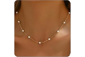 Jewigo Pearl Necklaces for Women 18K Gold Plated Pearl Necklace Dainty Pearls Pendant Necklace Simple Bridesmaid Wedding Jewe