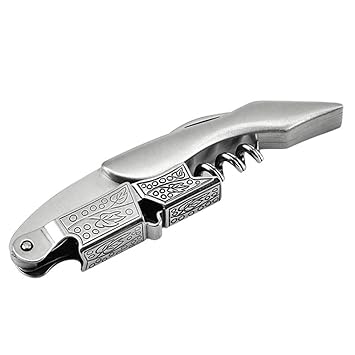 BESTONZON Kellnermesser Edelstahl Korkenziehe Wein Flaschenöffner Weinöffner für Kellner Barkeeper (Silber)