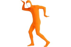 qvdvap Men's and Women's Halloween Costumes Orange Bodysuits Leotard Funny Cosplay Clothes Stretchy Zipper Spandex Suit