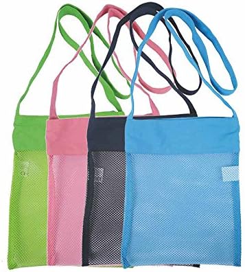 Ochoice Hantajanss Beach Mesh Bag Collect Shells Sack for Children Beach Trip Pack of 4