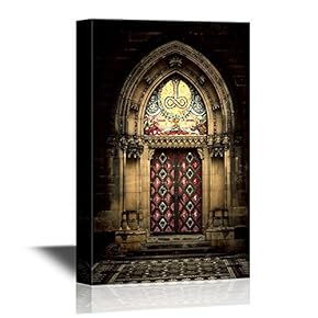Doors Canvas Wall Art - Entrance Door of St. Peter and Paul Church in Prague - Gallery Wrap Modern Home Art | Ready to Hang - 12x18 inches