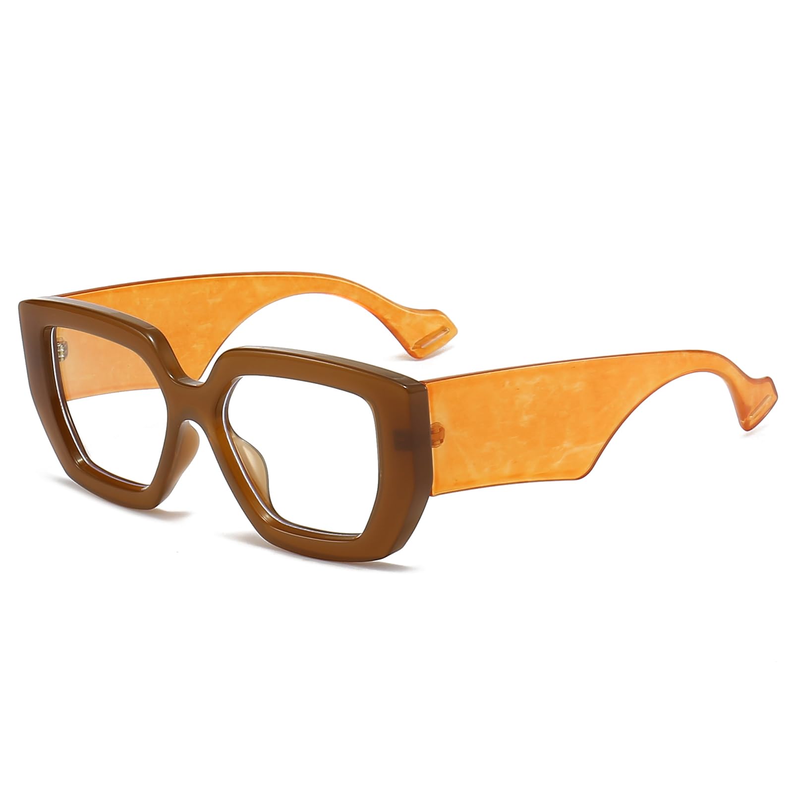 LJCZKA Oversized Square Blue Light Glasses Womens Mens Thick Frame Computer Glasses Anti Eye-Fatigue for Reading, Texting & Gaming