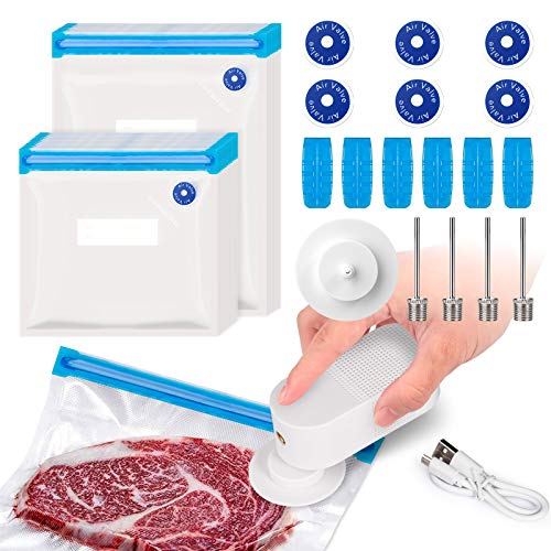 Sous-Vide-Beutel set, 30 Wiederverwendbare Vakuumbeutel mit Elektrischer Pumpe, 6 Dichtungsklammern, 6…