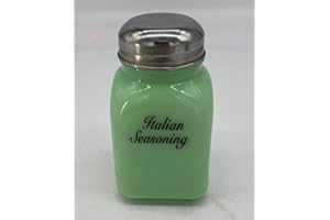 ROSSO GLASS Spice Jar - Square Stove Top Shaker - Rosso Exclusive - Jadeite w/Script Letters - American Made - Mosser Glass USA (Italian Seasoning)