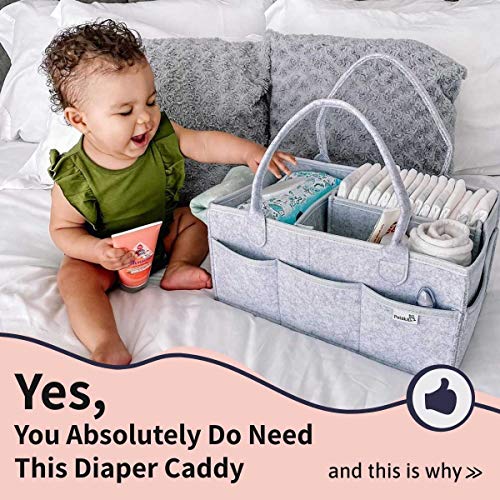 putska baby diaper caddy organizador - registro de regalos para baby shower, organizador de guardería, canasta de regalo neutra para bebé, organizador de cambiador 