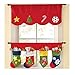 Christmas Curtain,Aniwon 2PCS Red Set Christmas Decorative Window Valances for Christmas Home Kitchen Decoration