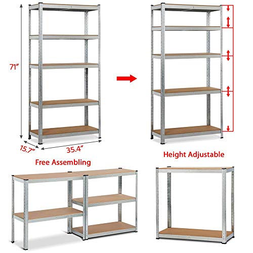2 Topeakmart+Storage+Adjustable+Garage+Shelving