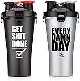 Hydracup American Made Sports Bottles, Shaker cup, 28oz, 2 Pack Shaker Bottles (Black & Silver)