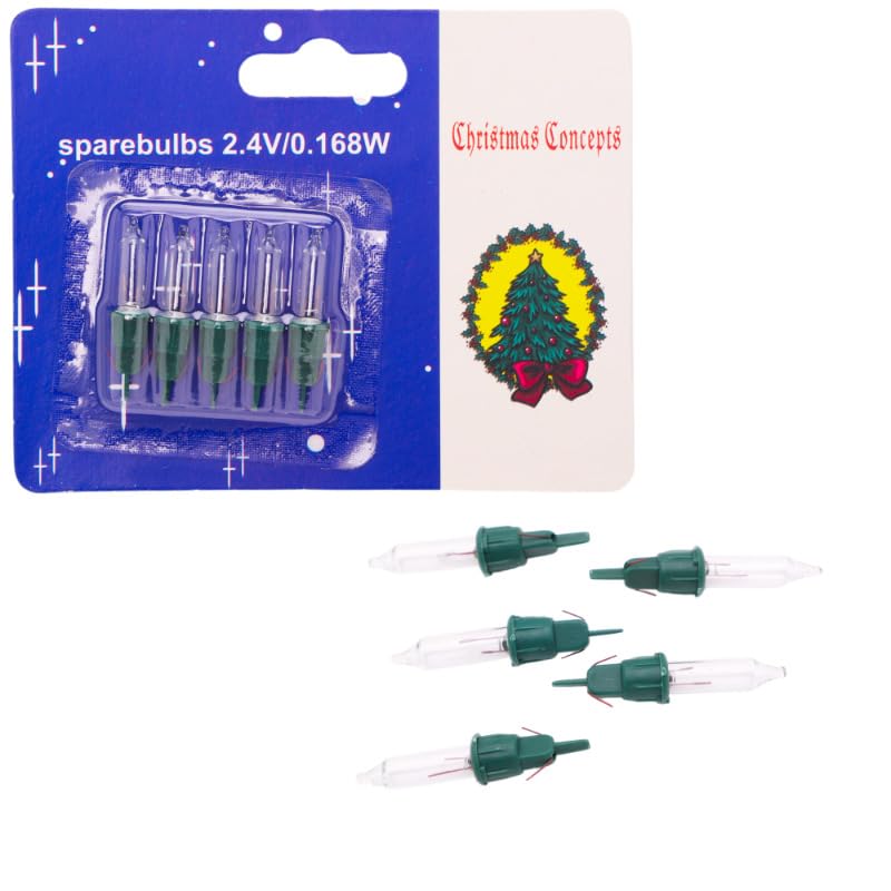 Christmas Concepts® Pack of 5 Clear Push in Spare Bulbs - 2.4V 0.168W - Replacement Bulbs, SB273-CC