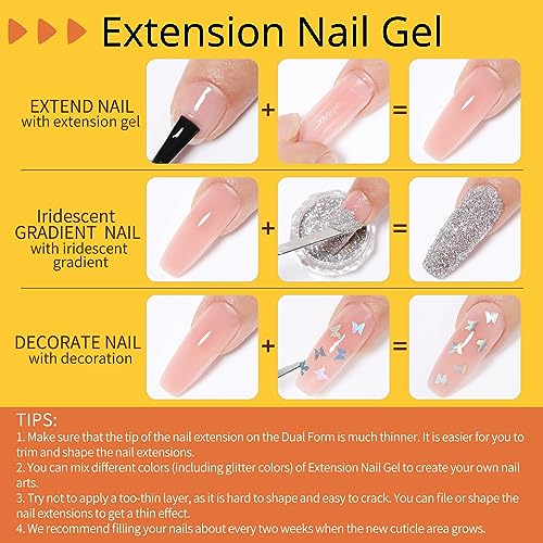 UR SUGAR Fall Winter Extension Gel Nail Set, 6 Colors Maple Pumpkin Burnt Orange Yellow Red Glitter Autumn Extension Nail Gel Polish Kit Halloween Thanksgiving Day Gift Box for Women - Image 8