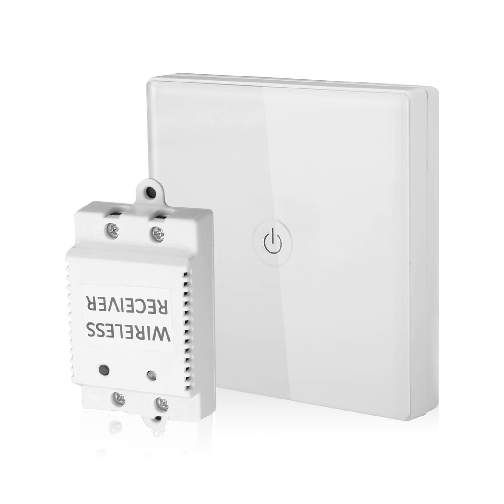 Sonew Smart Light Switch, Wireless Touch Intelligence Wall Switches, 12V 1 Way Light Wall Switch Panel with Receiver for Smart Home(White)