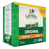 Greenies Dental Dog Treats Petite Size, Original Flavor ( Value Tub 36 Ounces. 60 Treats) Greenies Dog Dental Chews: For Clean Teeth and Healthy Gums