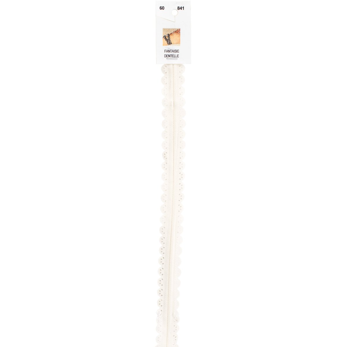 Products From Abroad Designer Lace Plastic Zipper 23.62-inch-Ivory, Other, Multicoloured, 0.17x3.17x64.77 cm