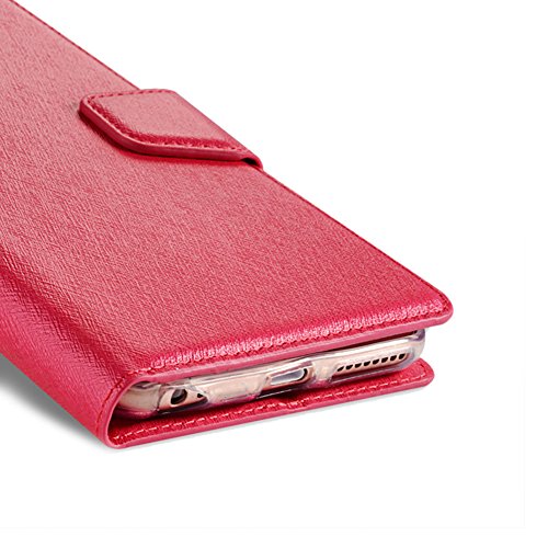 Hot Pink Wallet Case for iPhone 8,Bookstyle PU Leather Flip Cover for iPhone 7,Herzzer Noble Luxury Premium Magnetic Holster Card Holder Folding Stand Leather Protective Case with Soft Inner TPU - Thumbnail 6