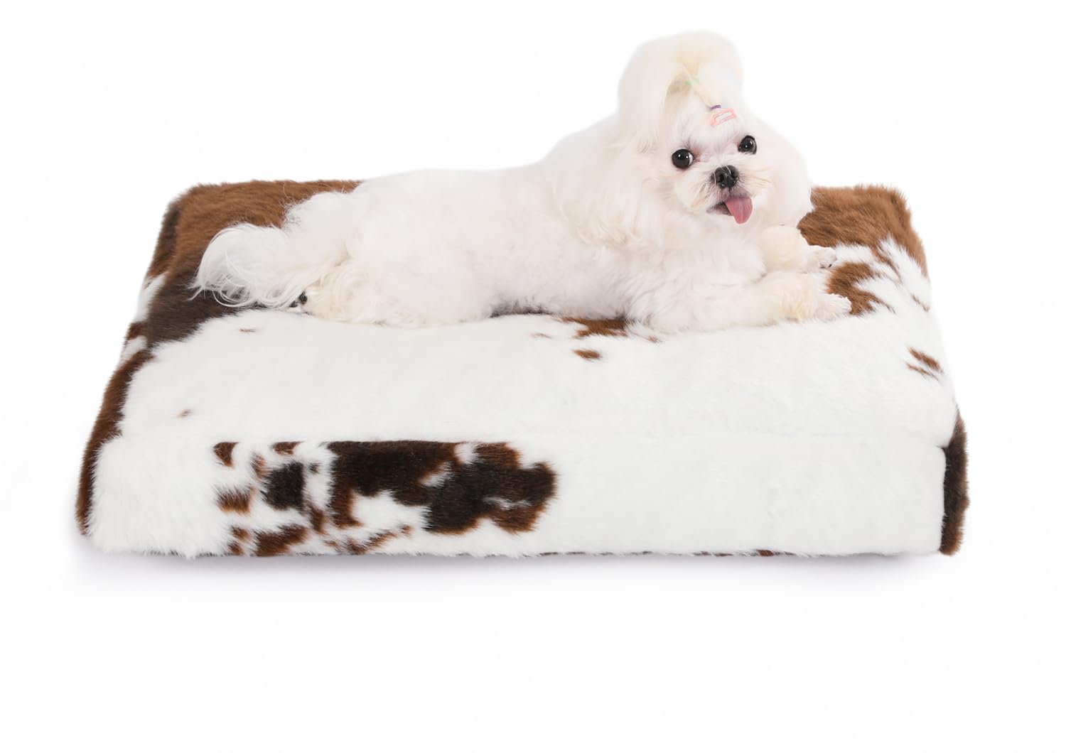 Photo 1 of Bedfolks Waterproof Crate Bed, Plush Dog & Cat Bed with Removable Washable Cover, Faux Fur Kennel Pad, 23"x18", Cow Print