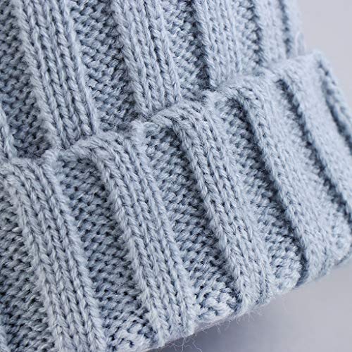 charmsamx Baby Winter Fall Warm Knit Hat Set Double Poms Pompom Hat Soft Wool Ball Hem Cap with Scarf for Baby Newborn Kids (Gray) - Thumbnail 5
