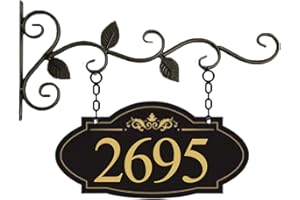 Hanging Brackets Indoor Outdoor Hooks With Sign, Address Signs For House Home Office, Acrylic Address Number Signs, Double-Si